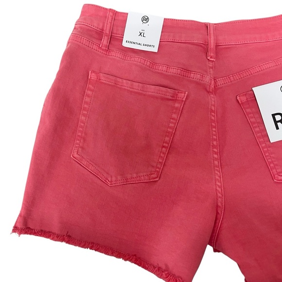 RFM Los Angeles‎ Essential High Waist Raw Hem Denim Shorts Sugar Coral Sz XL NWT - Picture 11 of 13